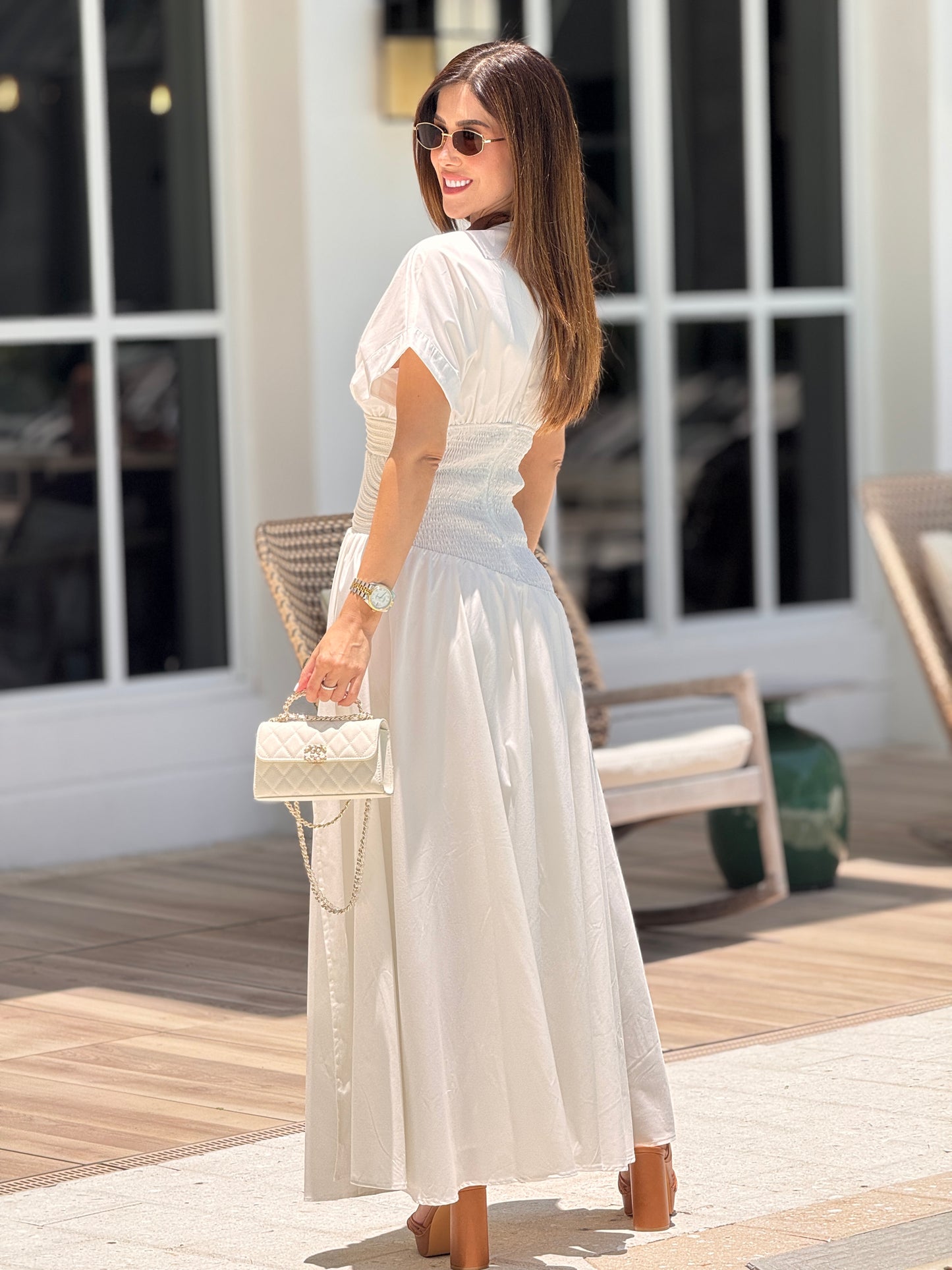 Chic White Braids Satin Dress