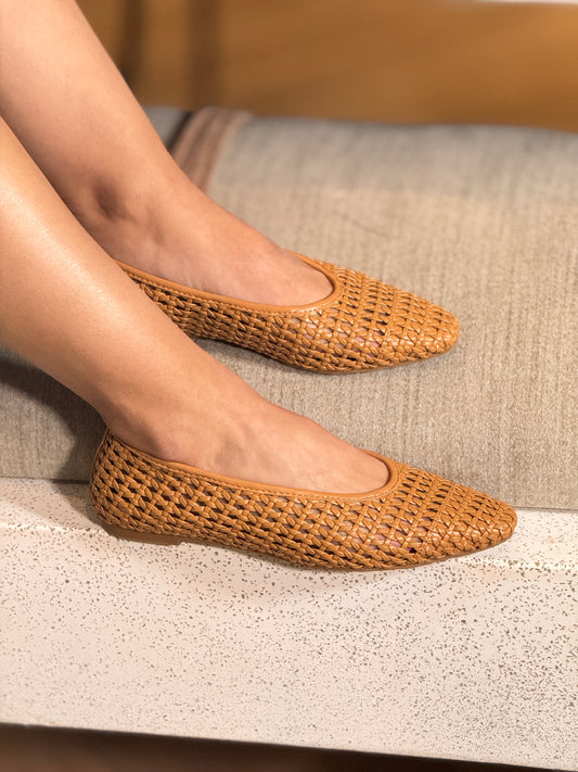 Highway Tan Ballerina Flats Shoes