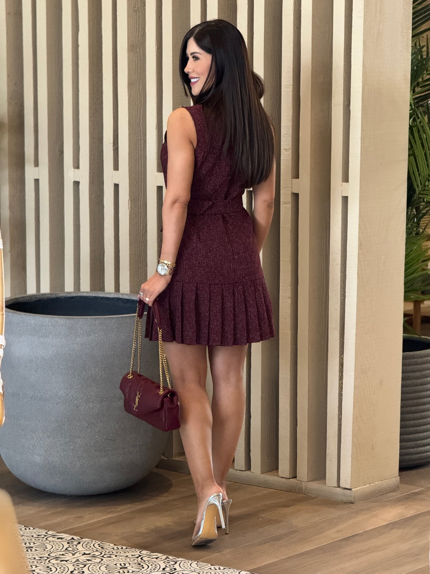 Melrose Burgundy Tweed Dress