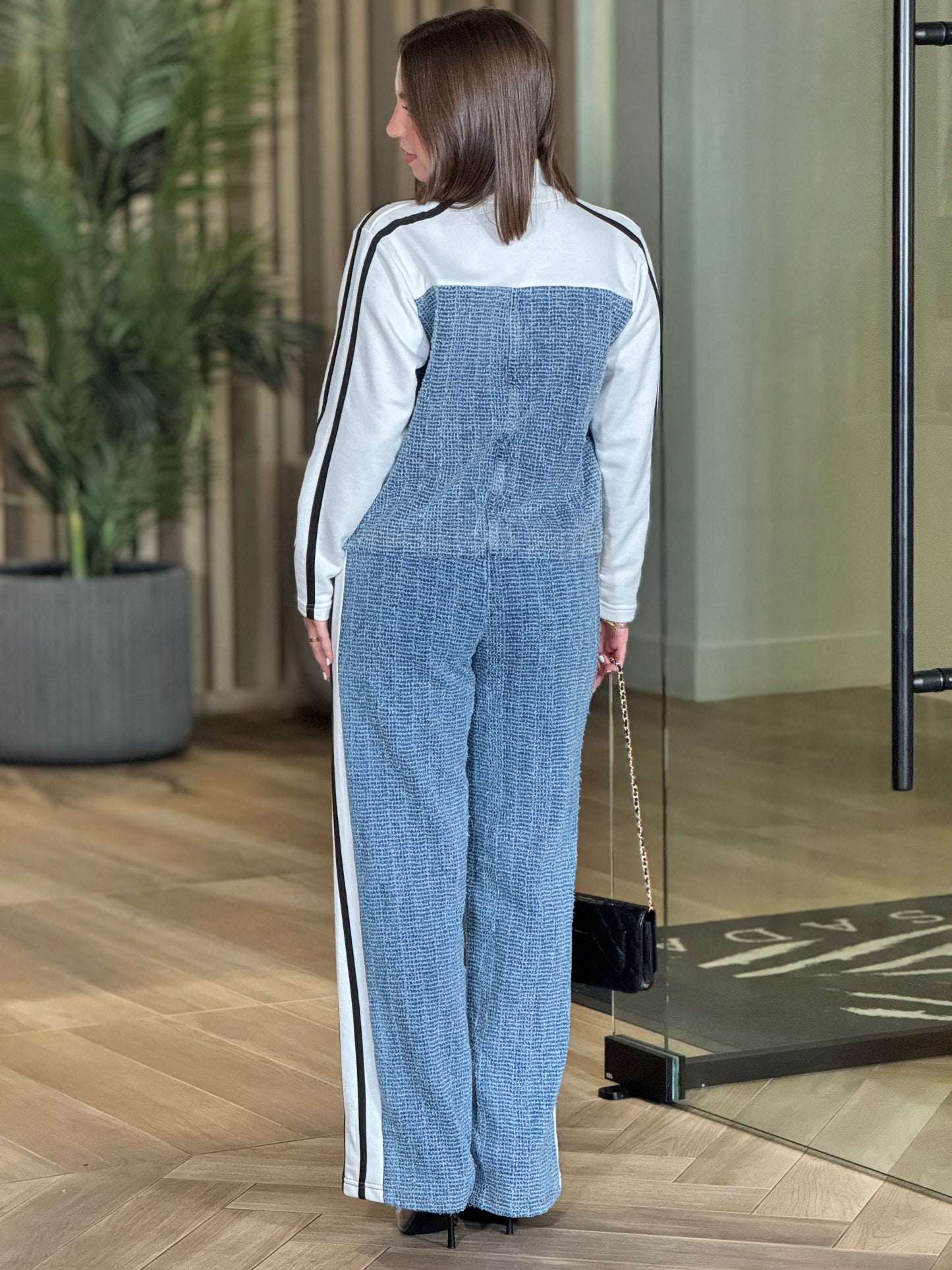 Turkish White/Denim Tweed Set