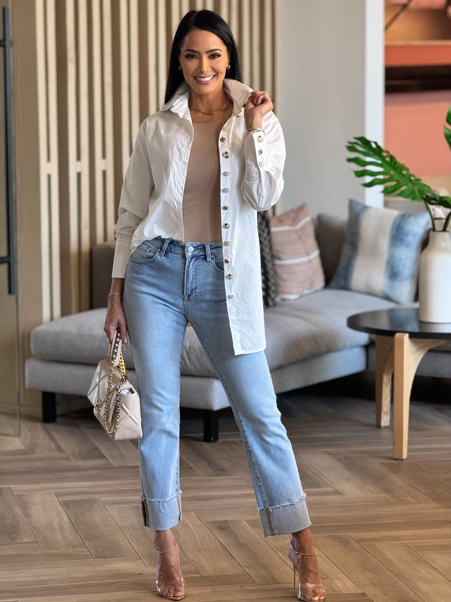 Amalia White Buttons Shirt
