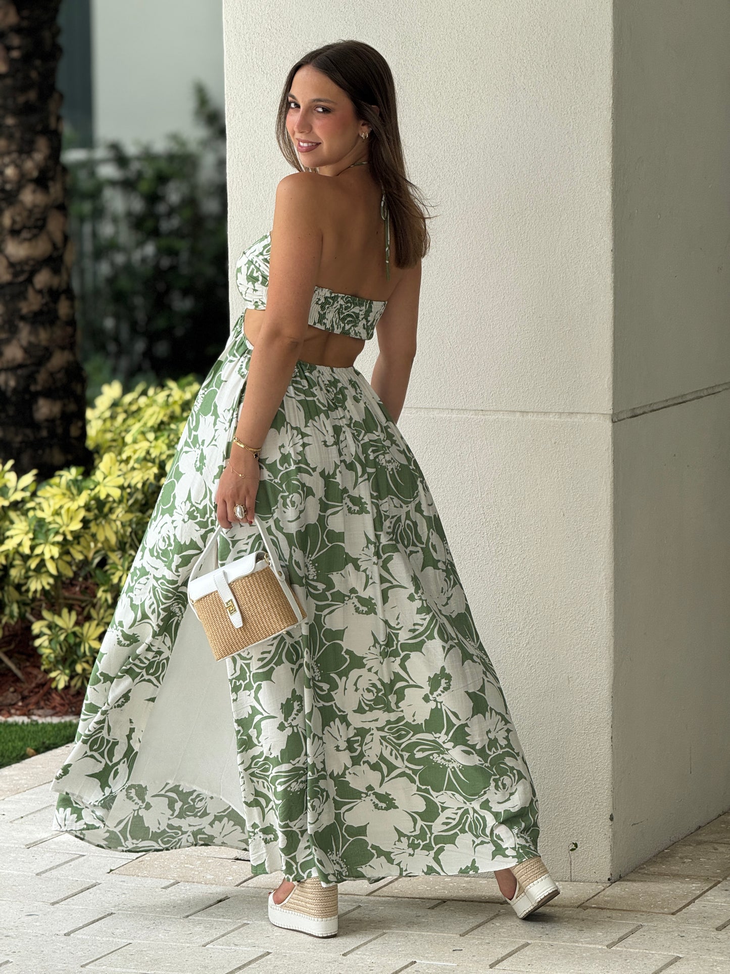 Amable Green Print Dress