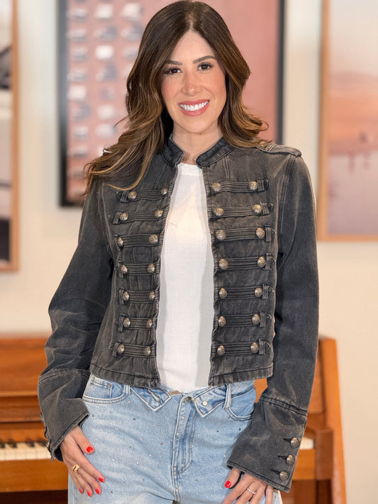 Liberty Black Denim Jacket Top