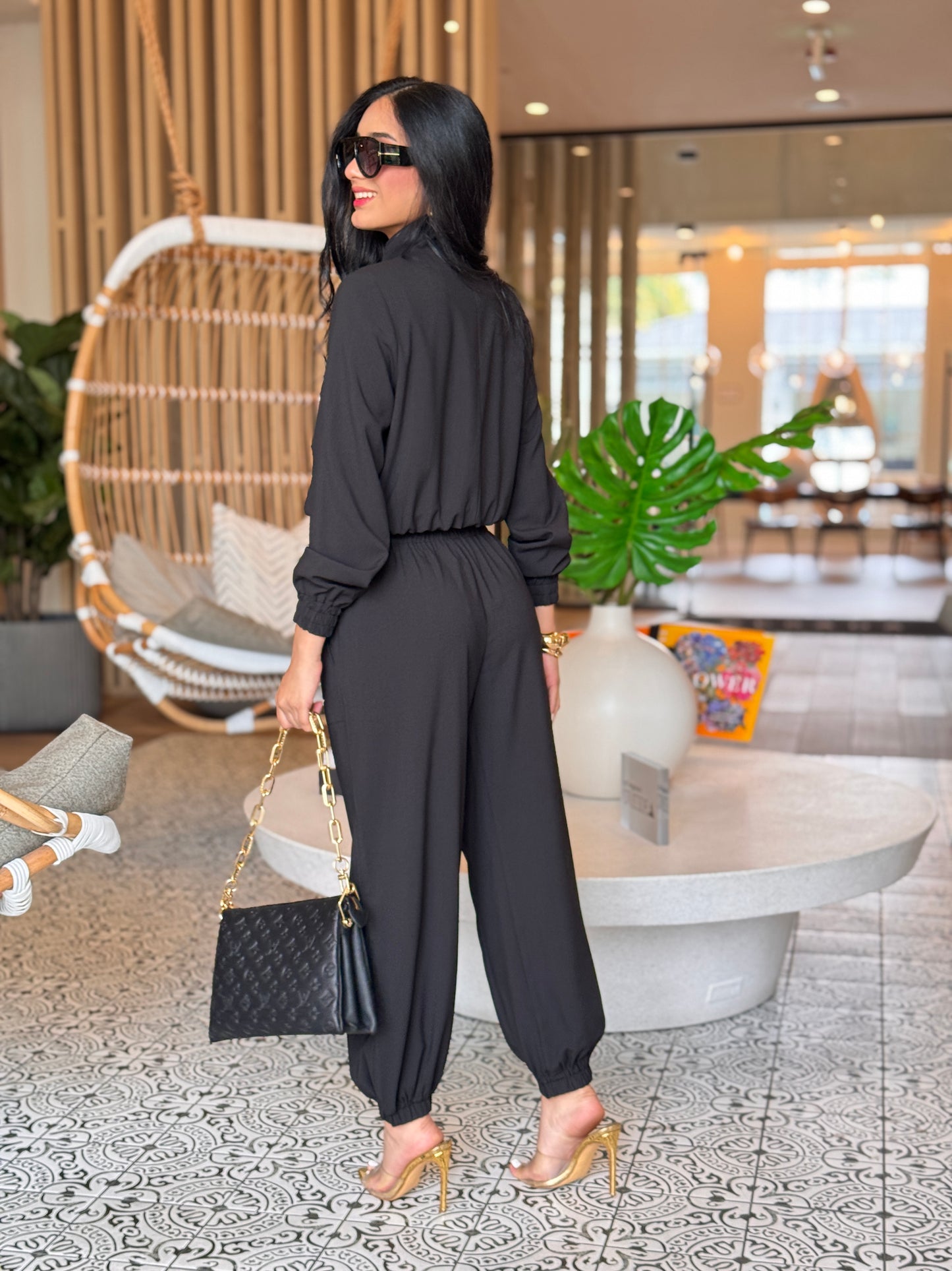 Ovianca Black Bomber Jacket Set