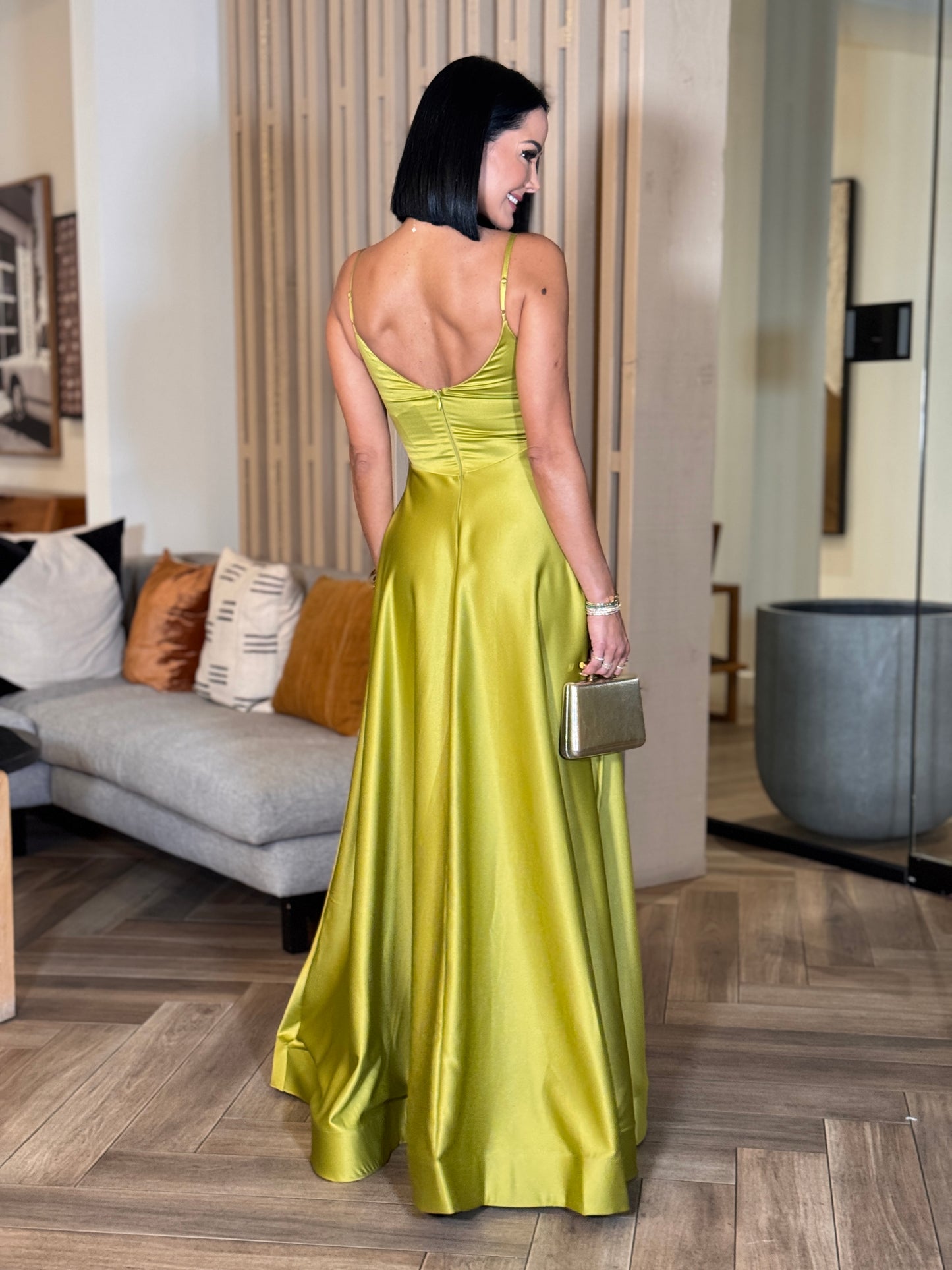 Norkys Green Varillas Satin Dress Gala