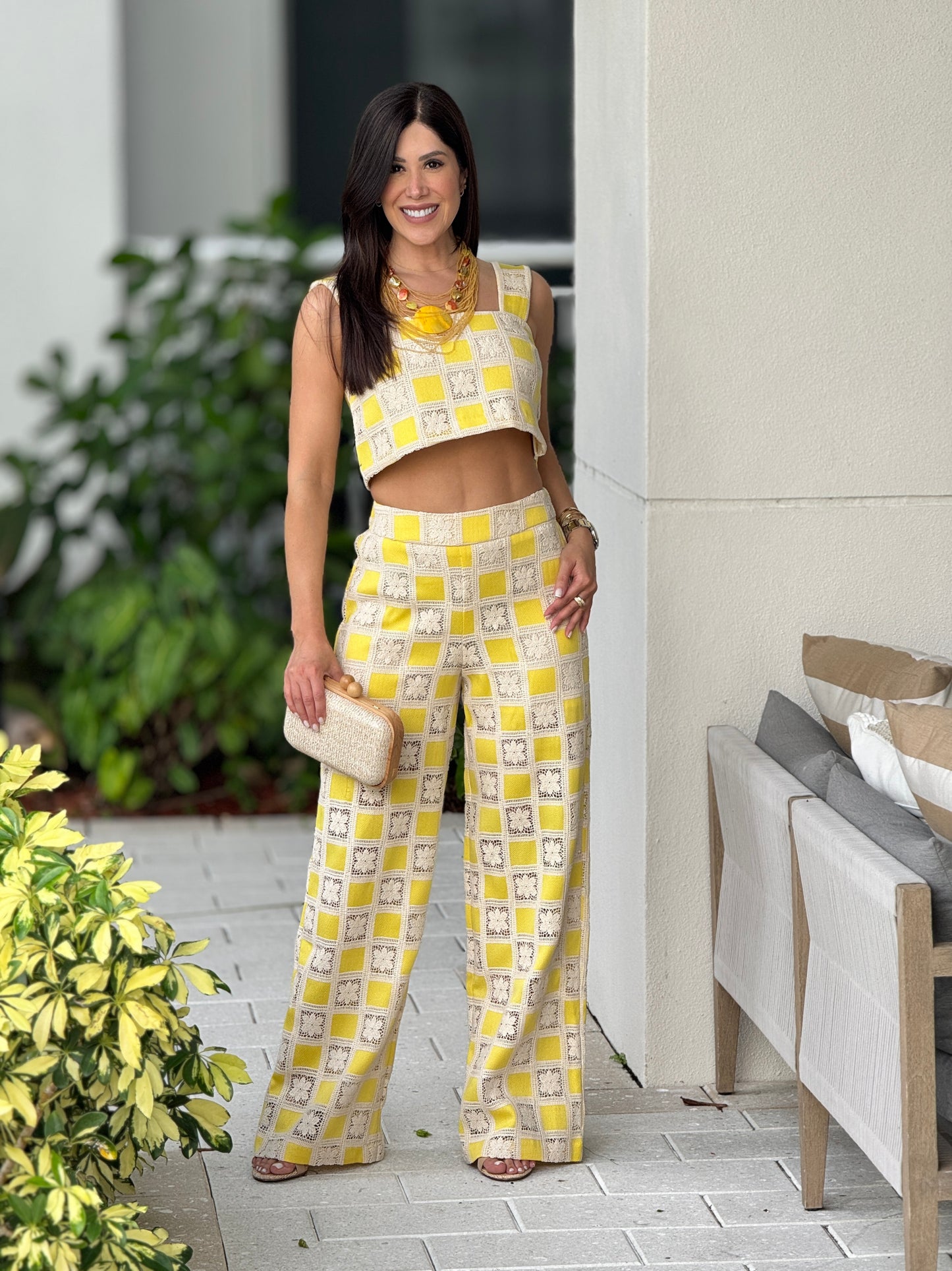 Steph Yellow Checkers Set