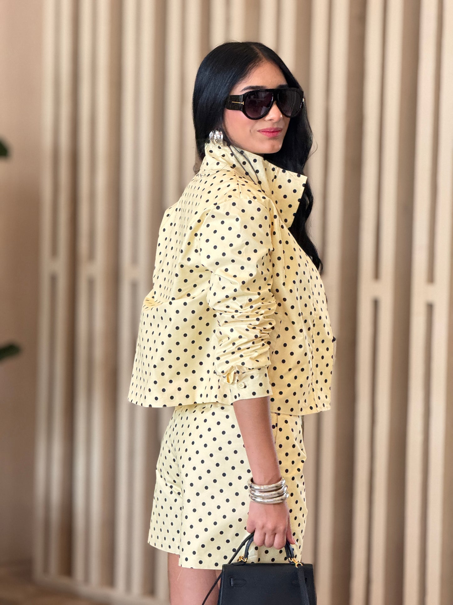 Voguish Yellow/Black Polka Dots Set