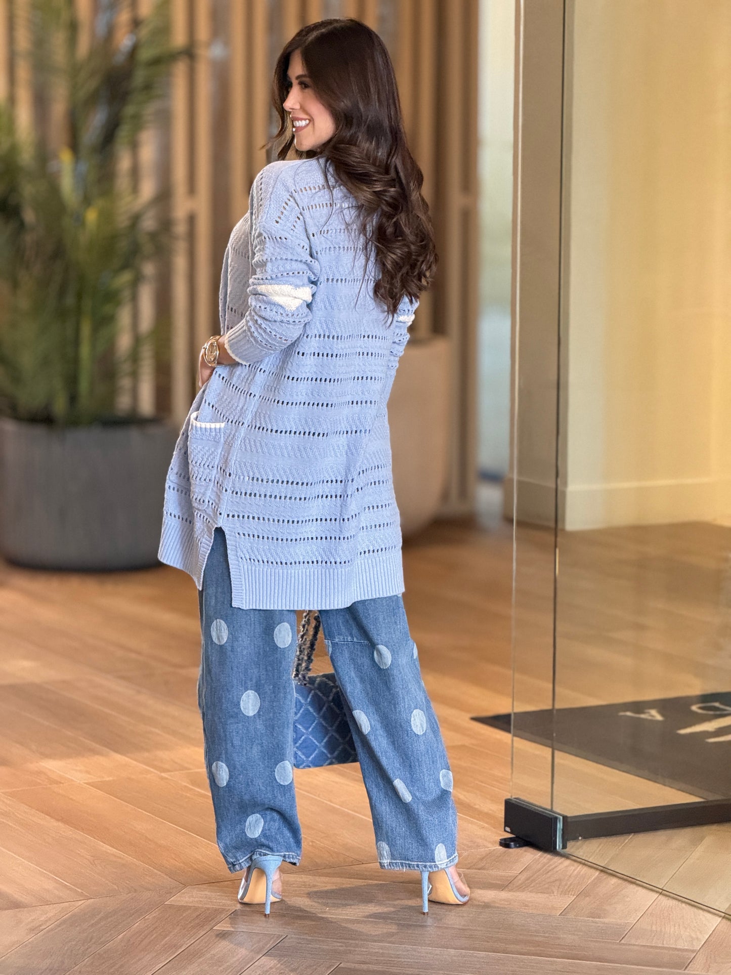 Rivera Blue Heart Knitted Cardigan Top