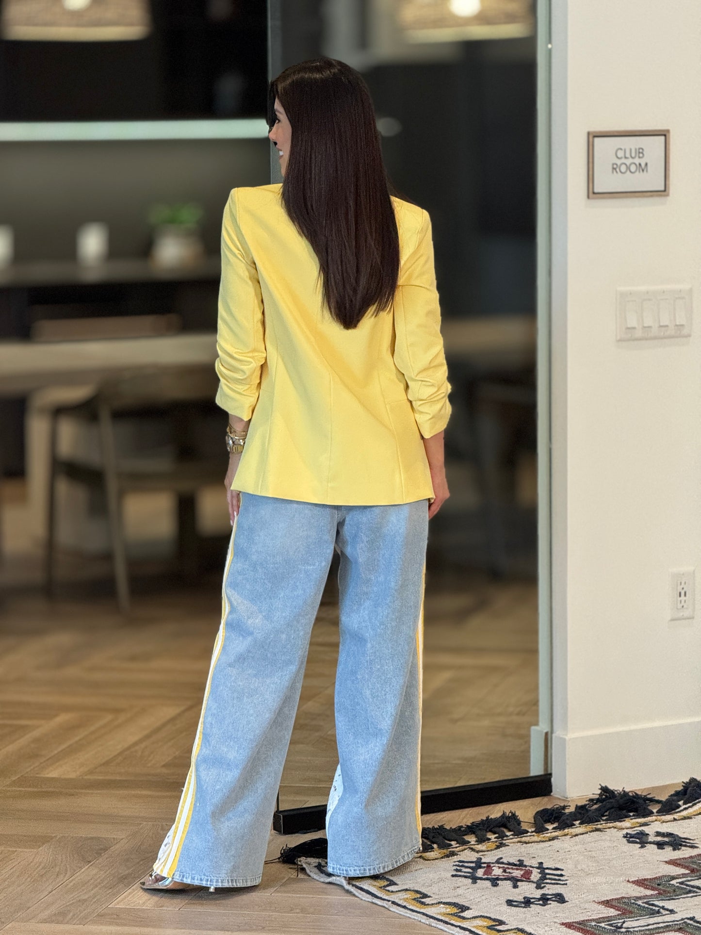 Turkish Yellow Lines/Denim & Lace Pants