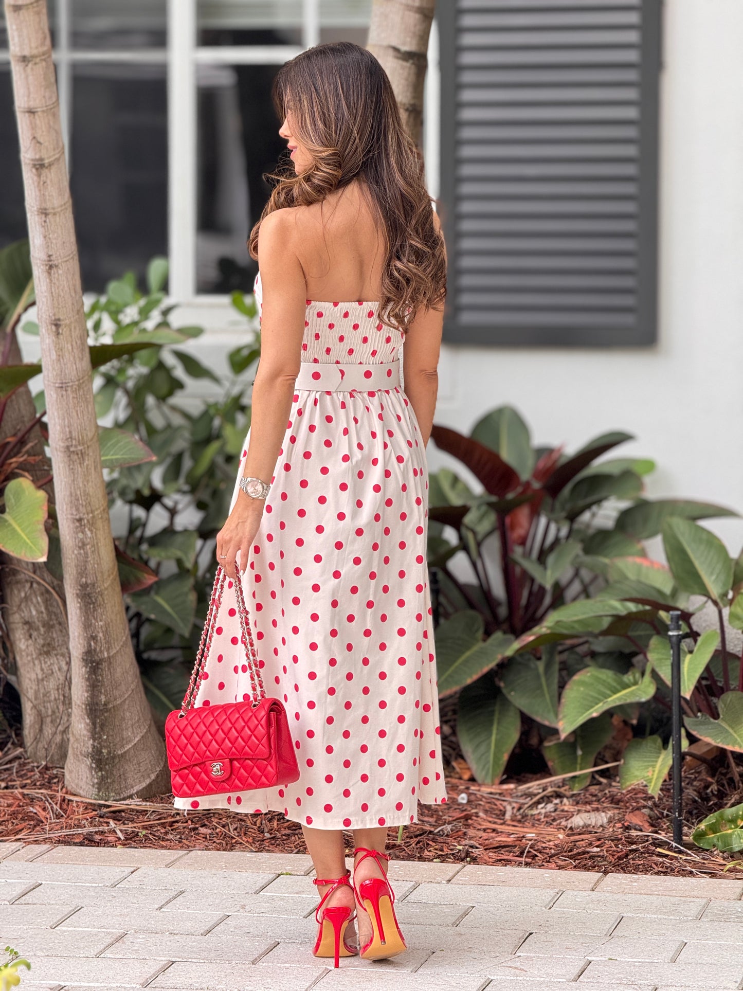 Italy White/Red Polka Dots Dress