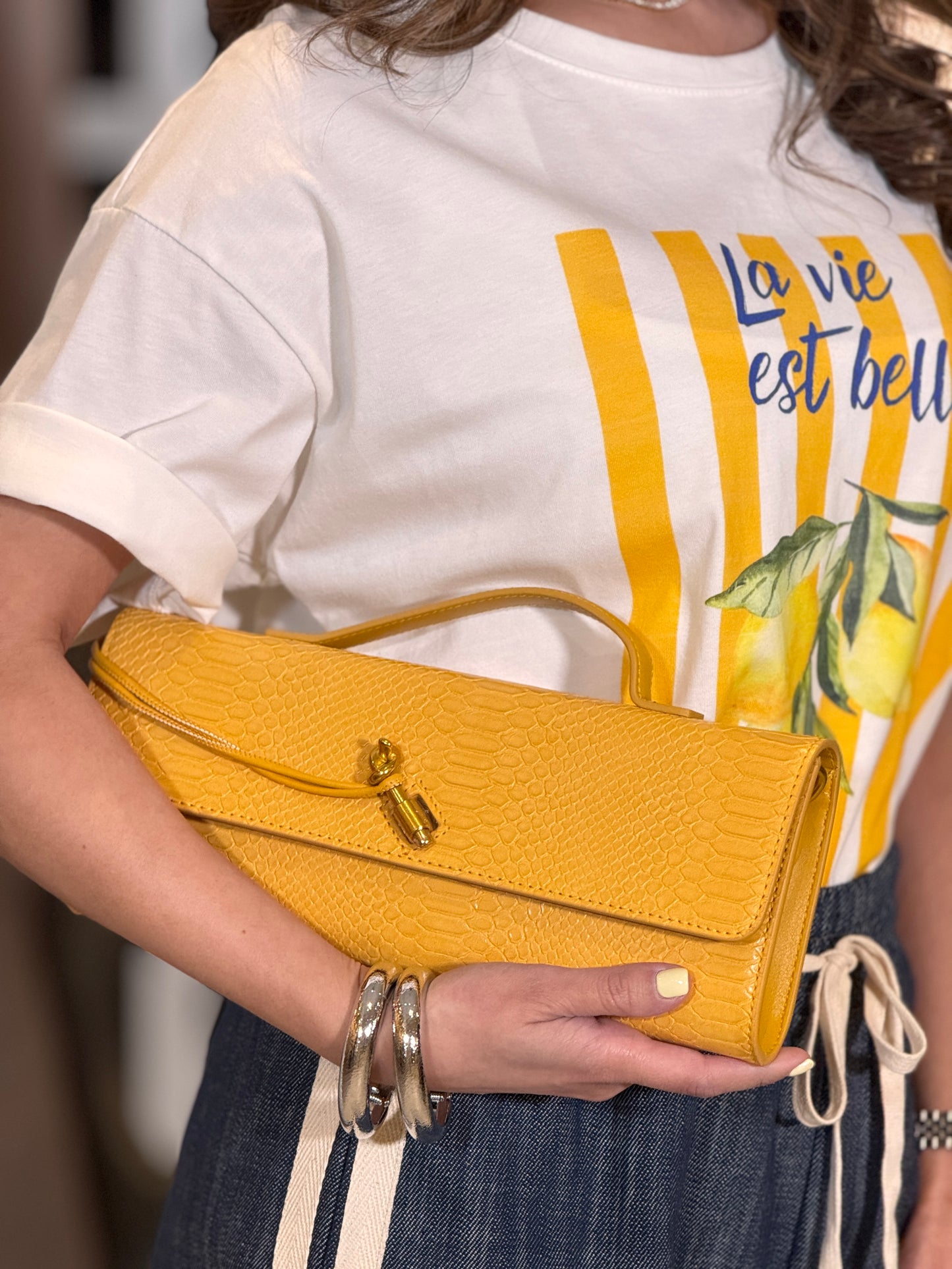 Botte Yellow Clutch Bag