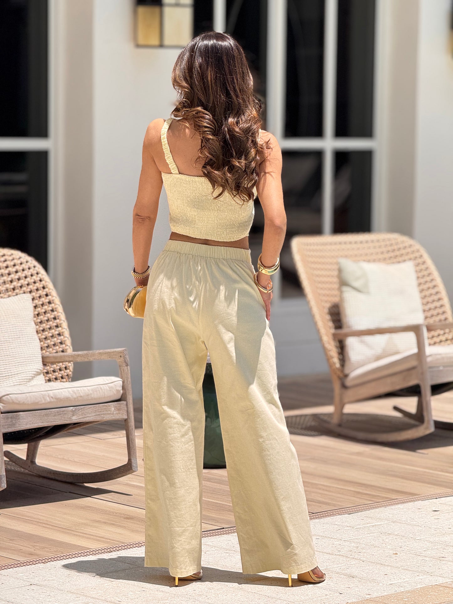 Cassie Yellow Linen 3D Flower Set
