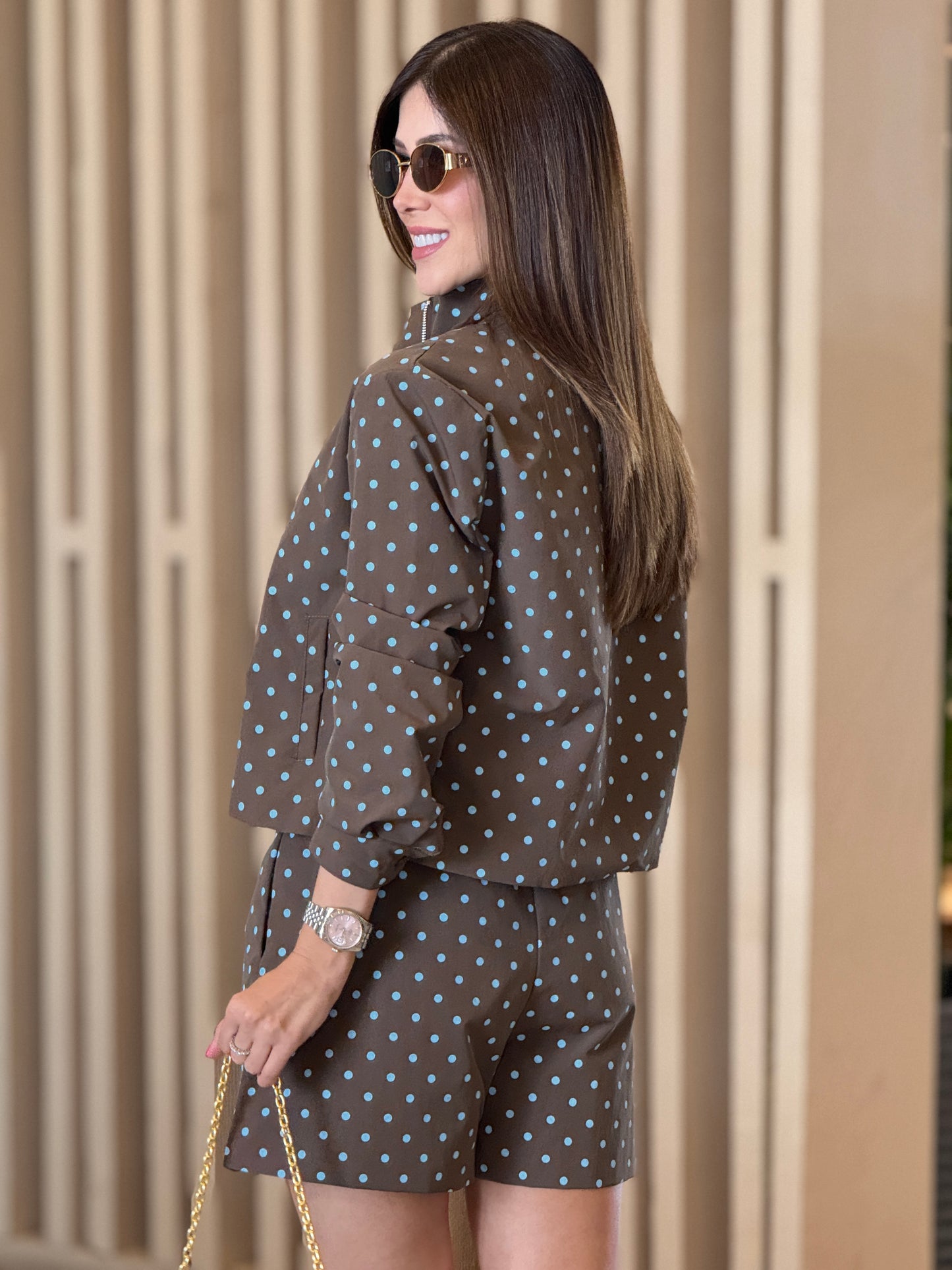 Voguish Brown/Blue Polka Dots Set