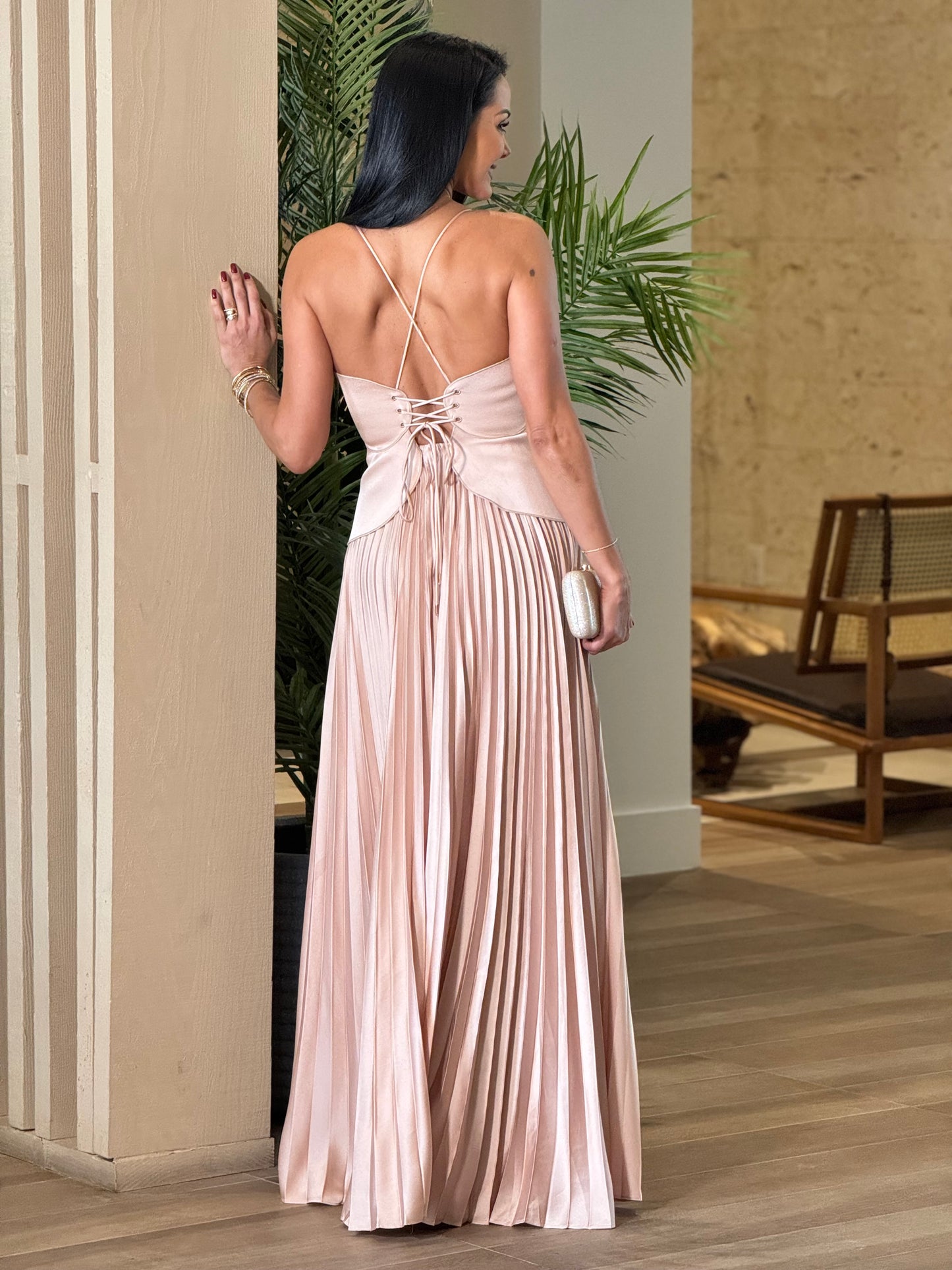 Norkys Champagne Satin Dress Gala