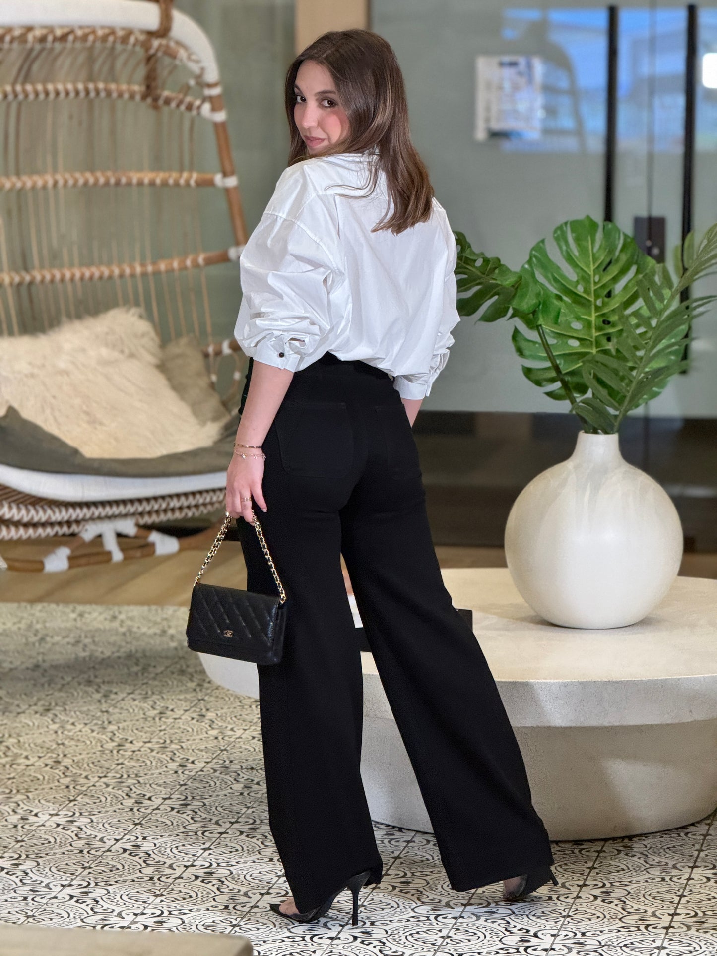 Adrianne White 3D Flower Shirt