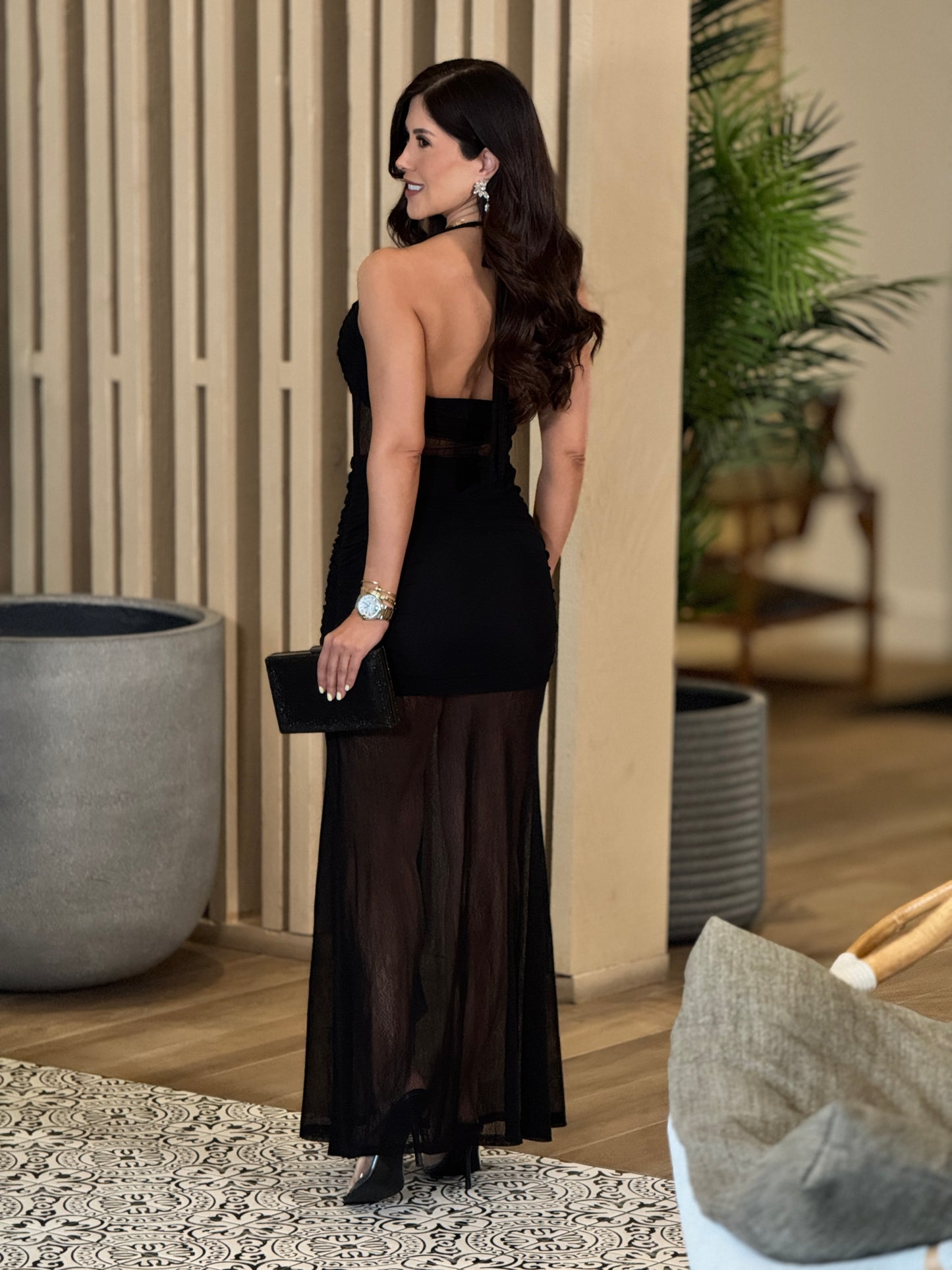 Carmela Black Mesh Dress Gala