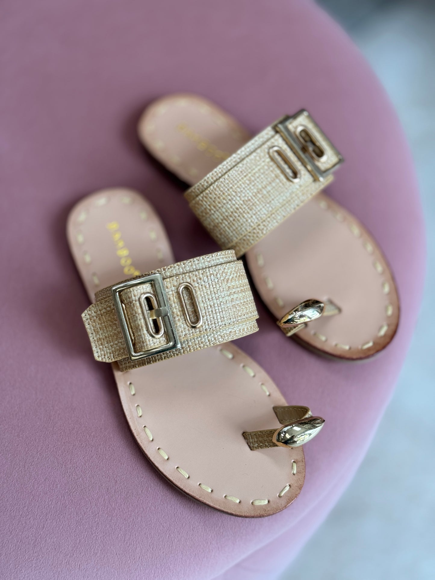 Twig Beige Raffia Flats