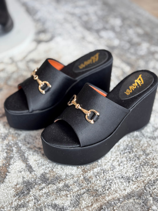 Gigi Black Platform Sandals