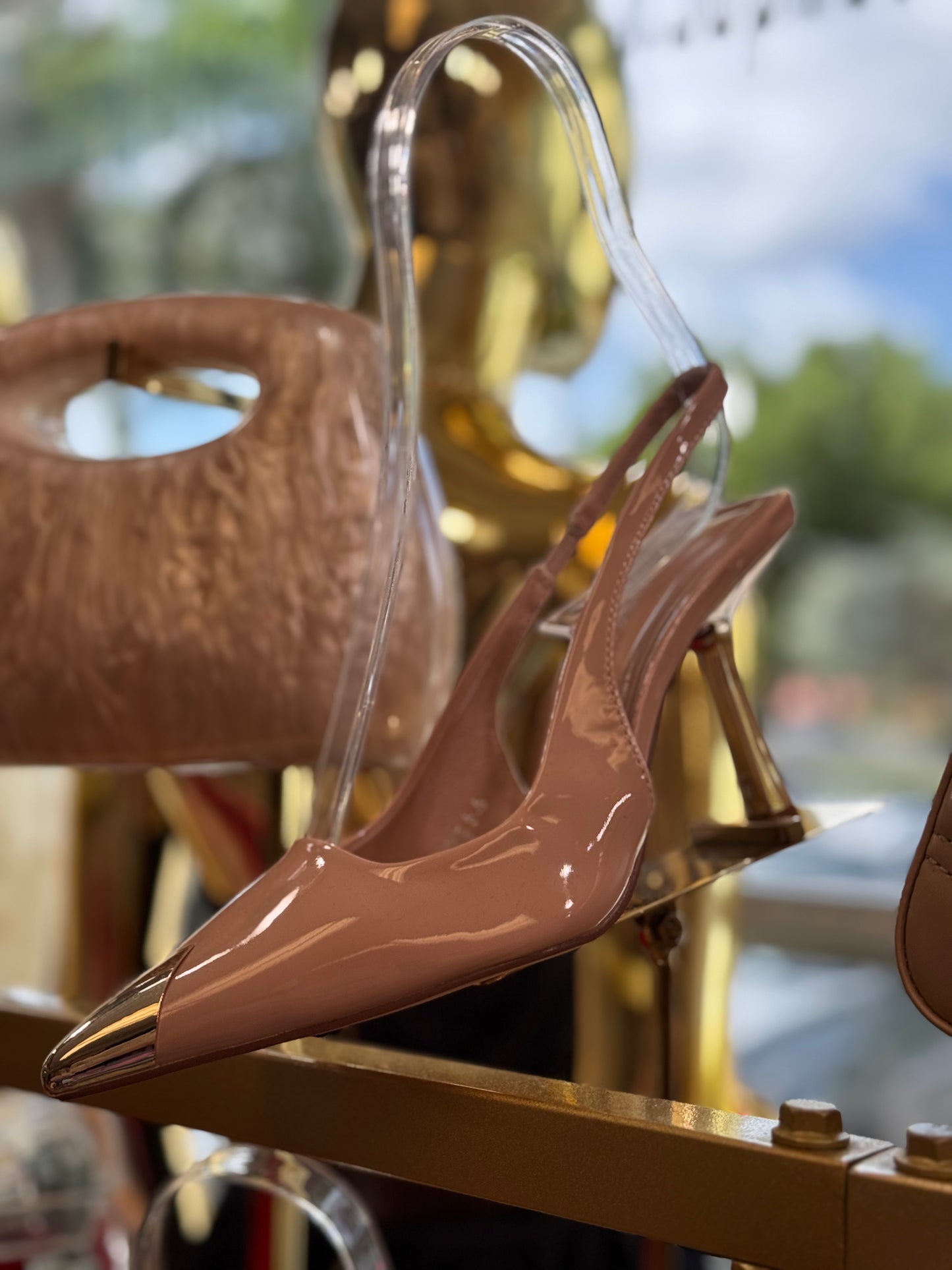 Vega 55 Beige/Gold Point Heels