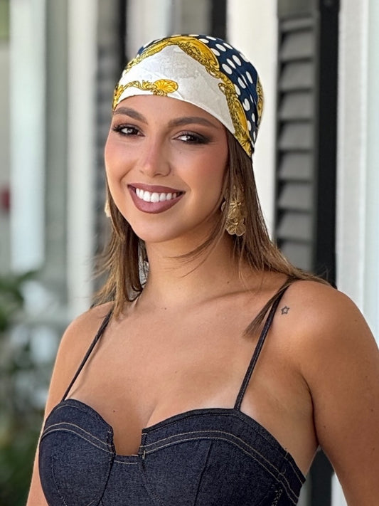 Navy Polka Dots Scarf