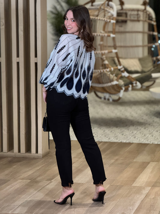 Armenia White/Navy Torchon Shirt