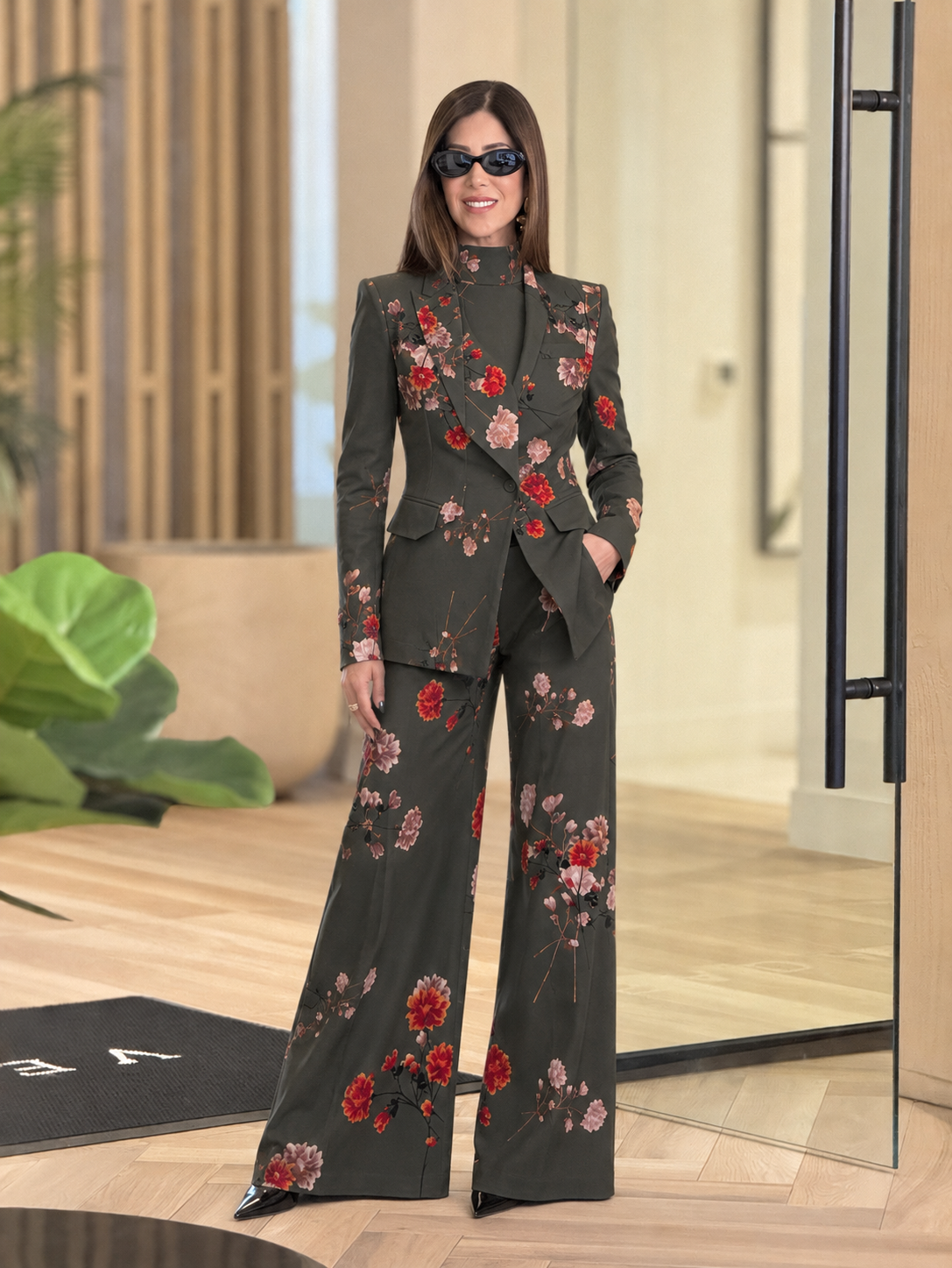 Lumi Gray/Orange Floral Blazer Set