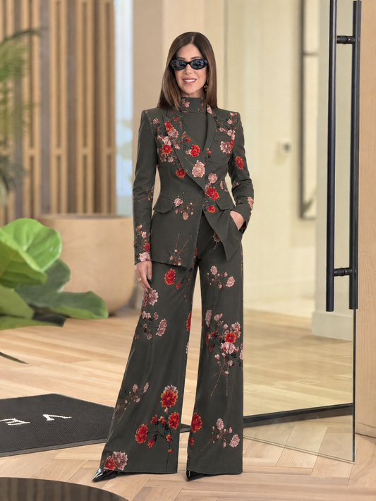 Lumi Gray/Orange Floral Blazer Set