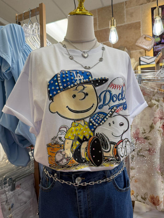 Baseball Doggy Rhinestone T-Shirt