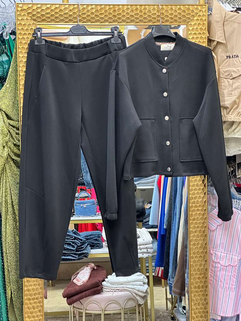 Italian Black Bomber Jacket Sport Set