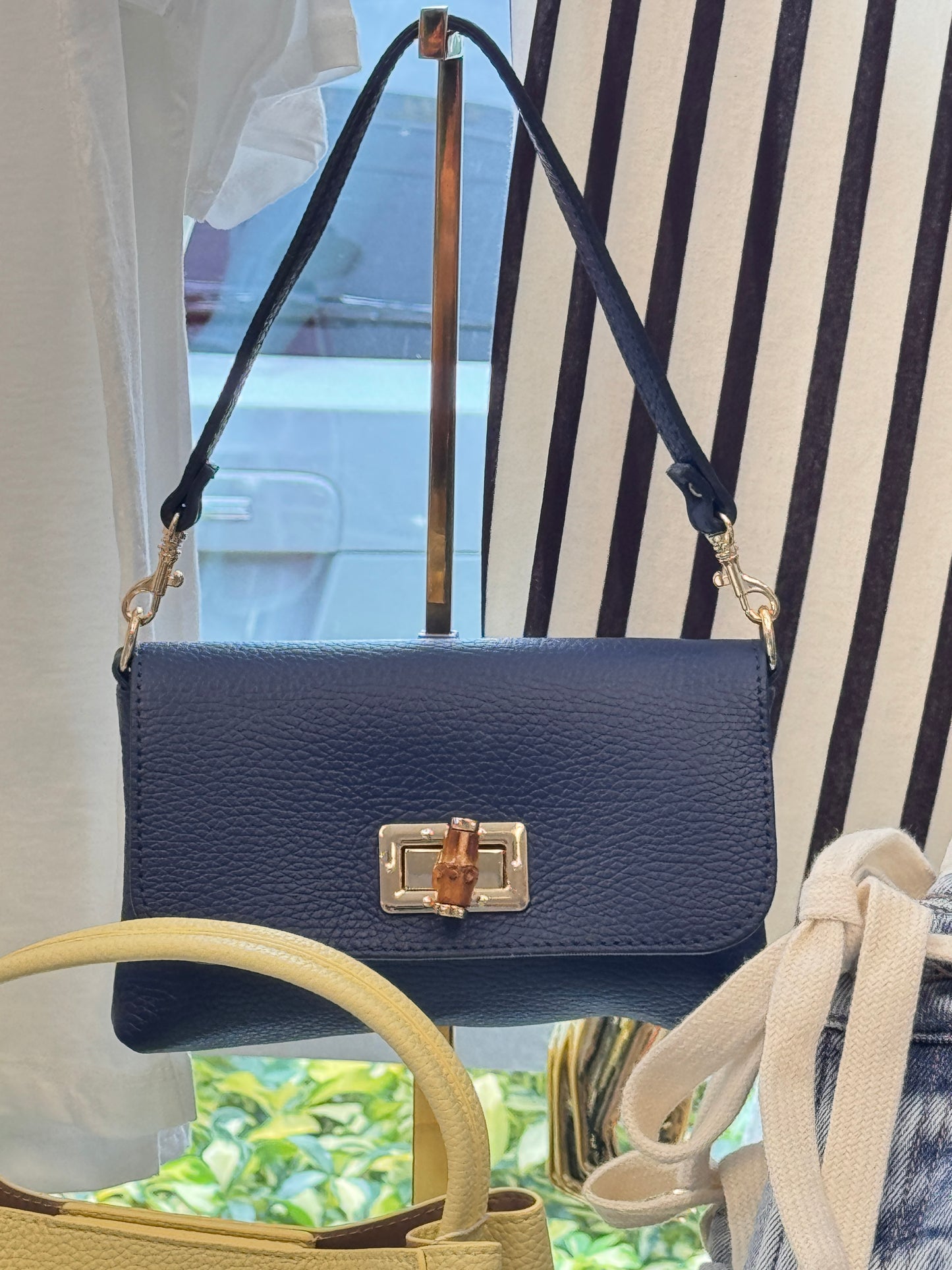 Italy Navy Real Leather Bag