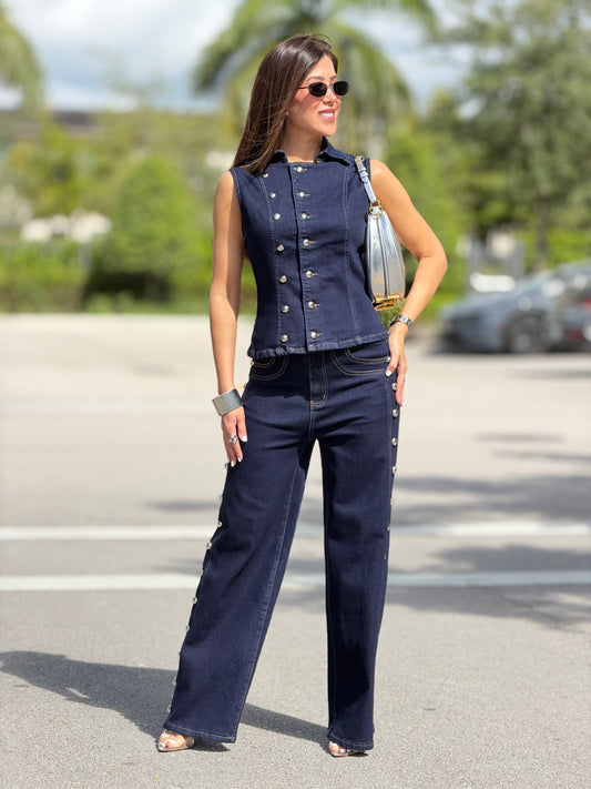 4671 Ten Dark Denim Buttons Set