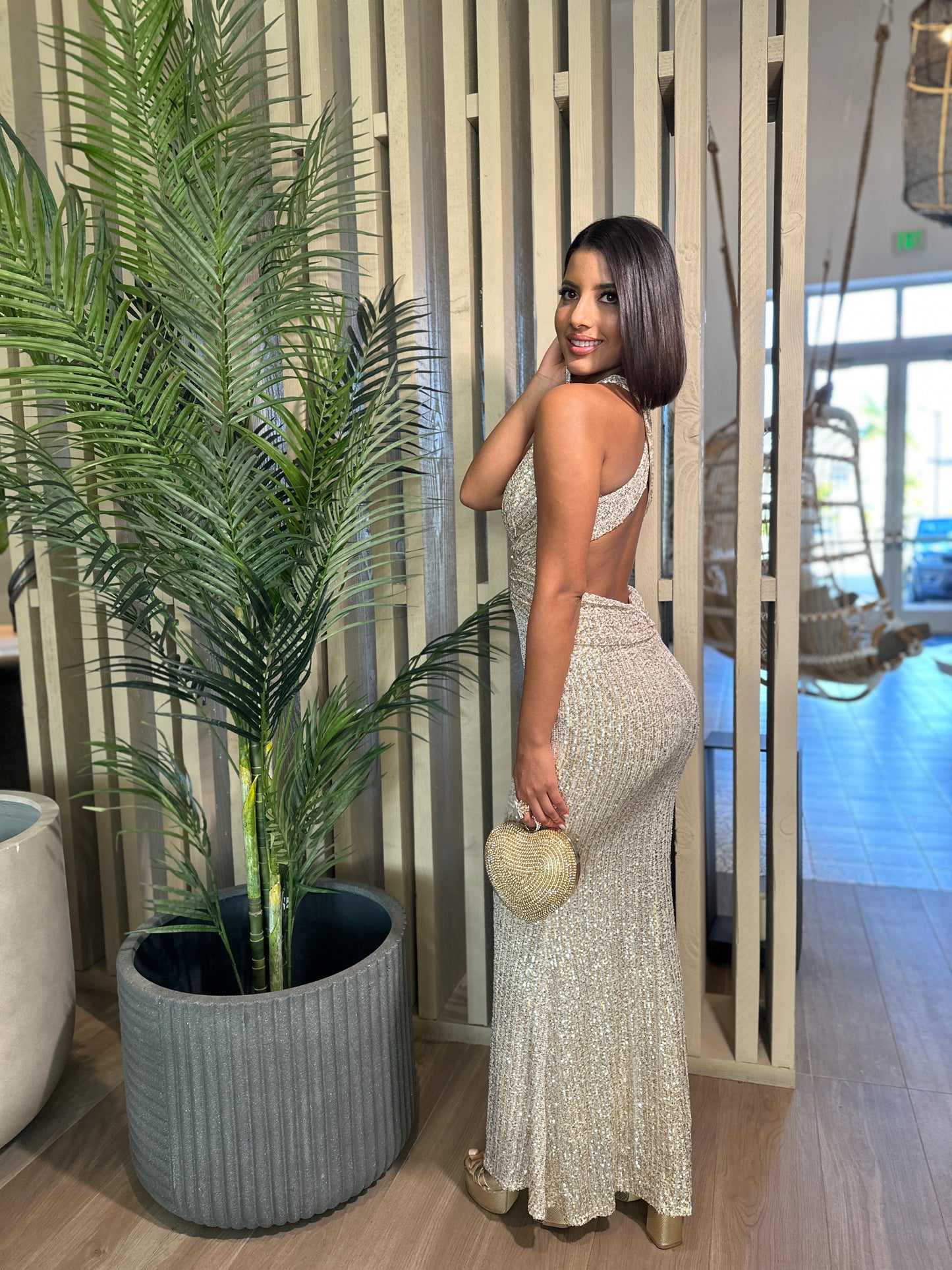 Night Gold Sequin Dress Gala