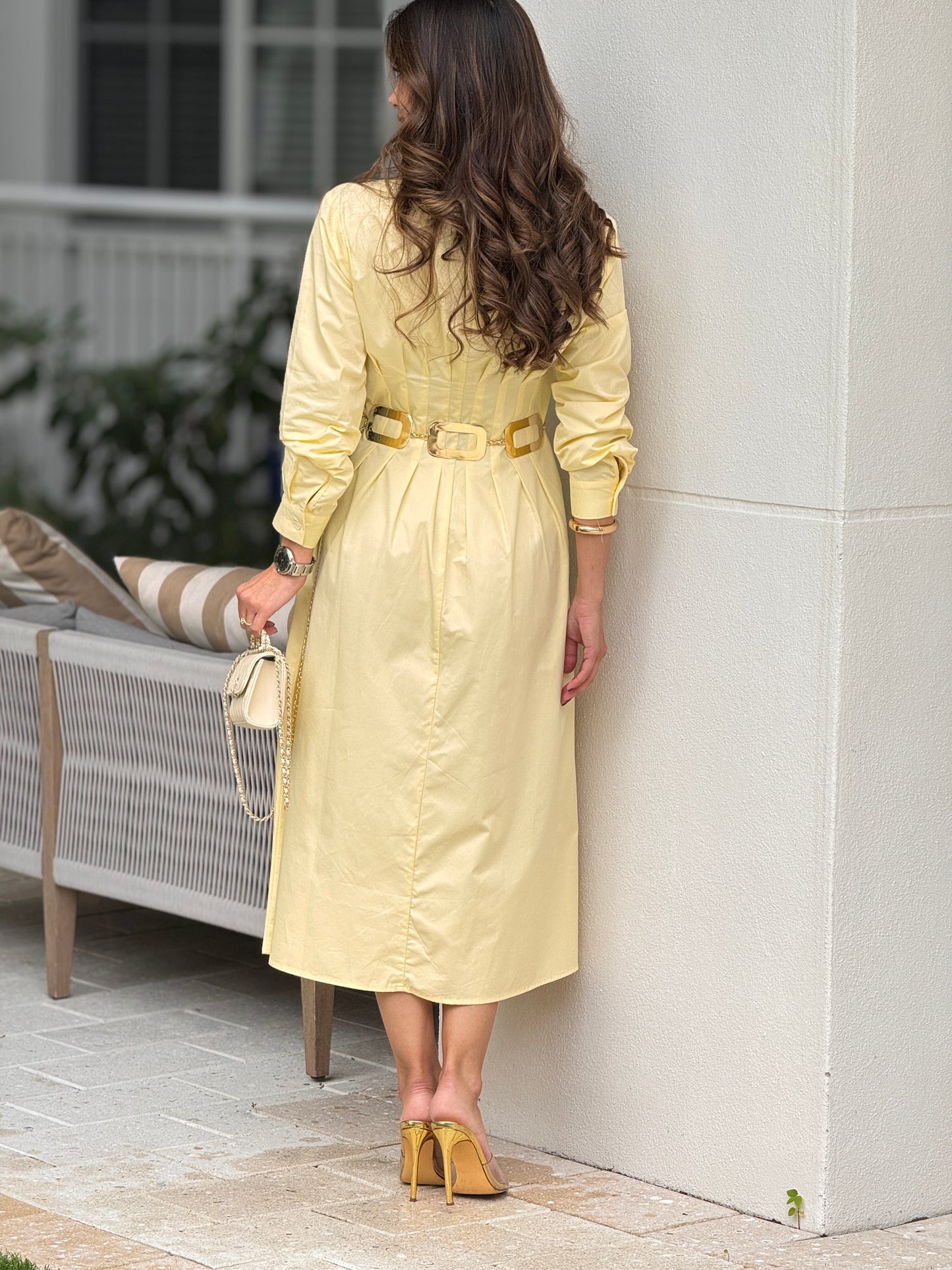 English Butter Yellow Tulips Dress