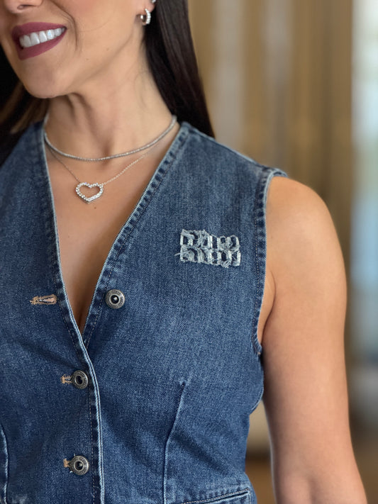 Muy muy Denim Plaid Skirt Set