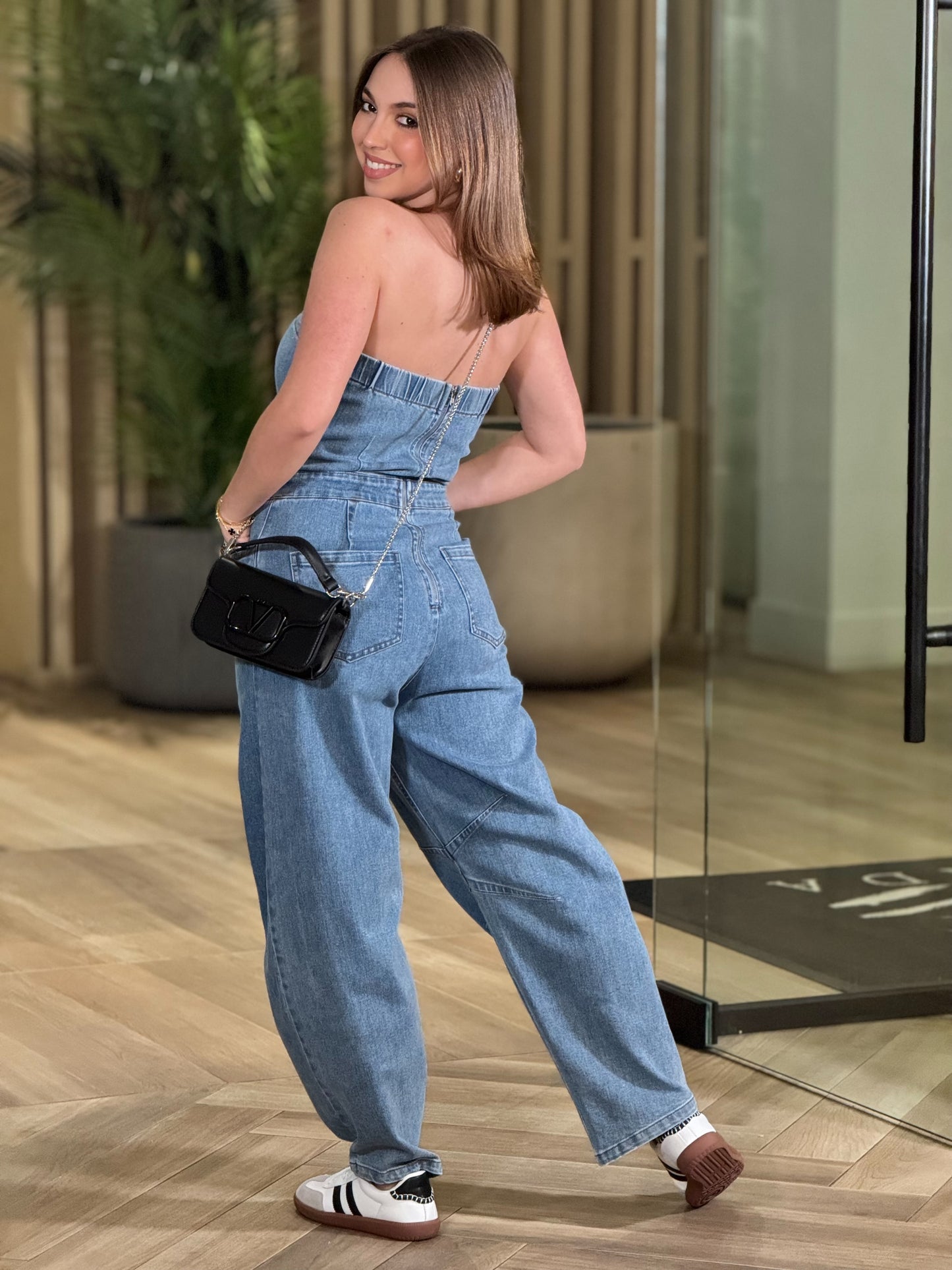 Norkys Denim Strapless Jumpsuit