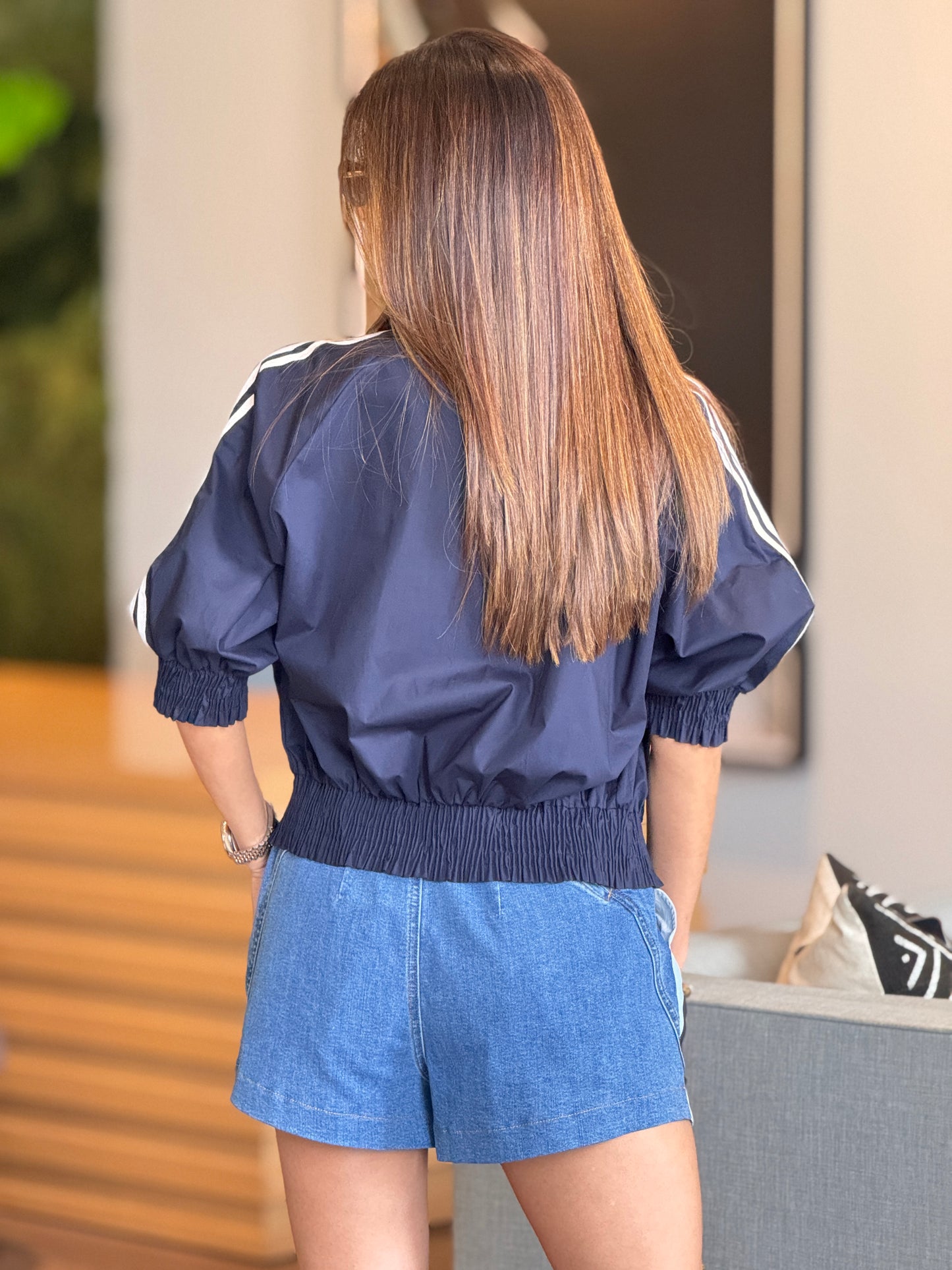 Mila Navy/White Sporty Jacket Top