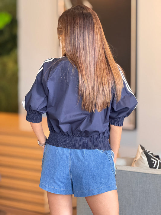 Mila Navy/White Sporty Jacket Top