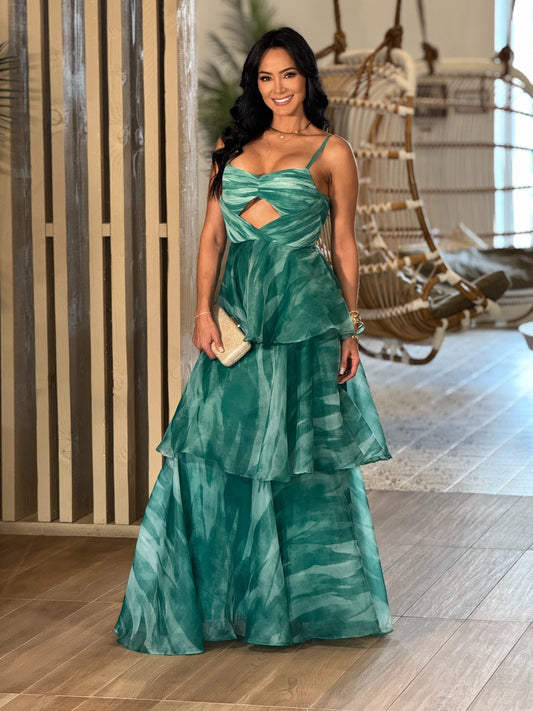 Norkys Green Ruffle Dress Gala