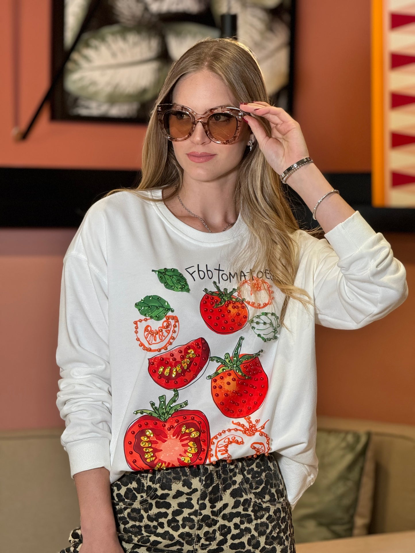 The Tomatoes Rhinestone Sweater Top