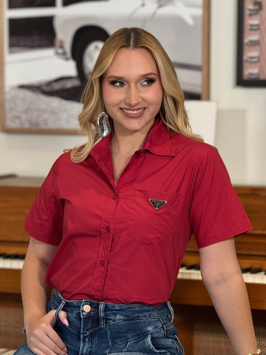 Marfa Red Cropped Shirt