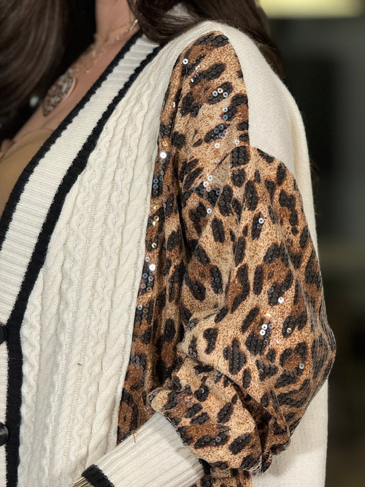 Angelica Leopard Sequin Cardigan