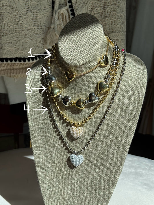 Lovers Garden Multi-Hearts Necklaces