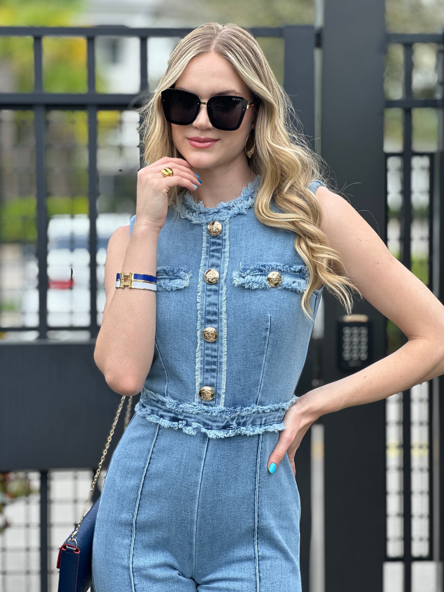 Felianny Denim Tweed Jumpsuit