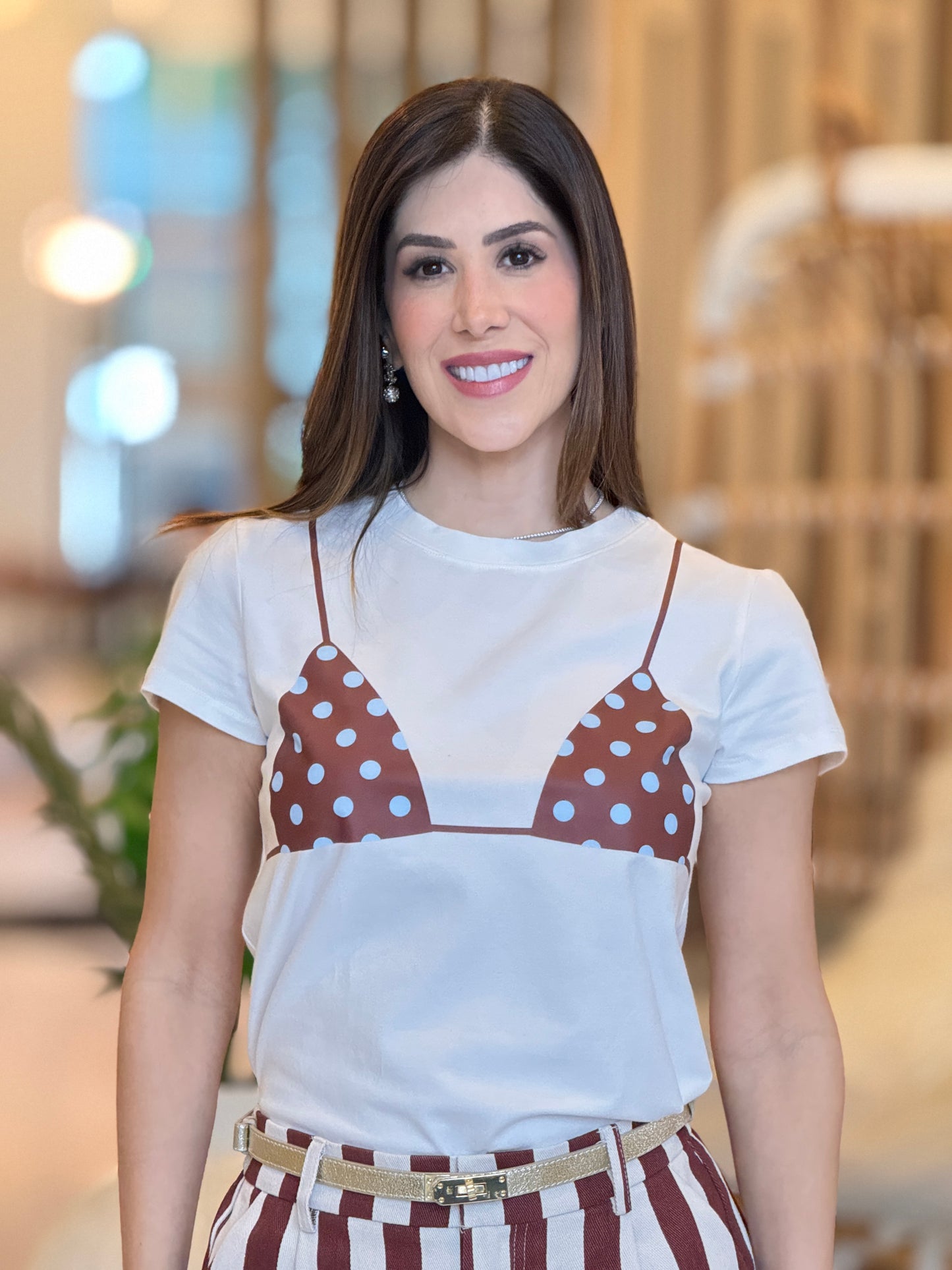 Nyla Bra Brown Polka Dots T-Shirt