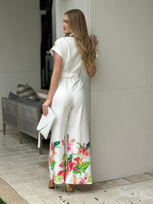 Hawaii White Floral Jumpsuit