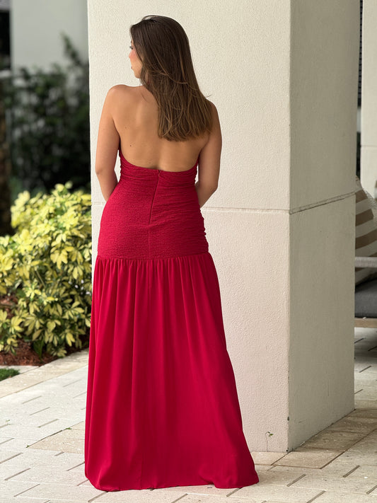 Brianne Shell Cutout Red Dress
