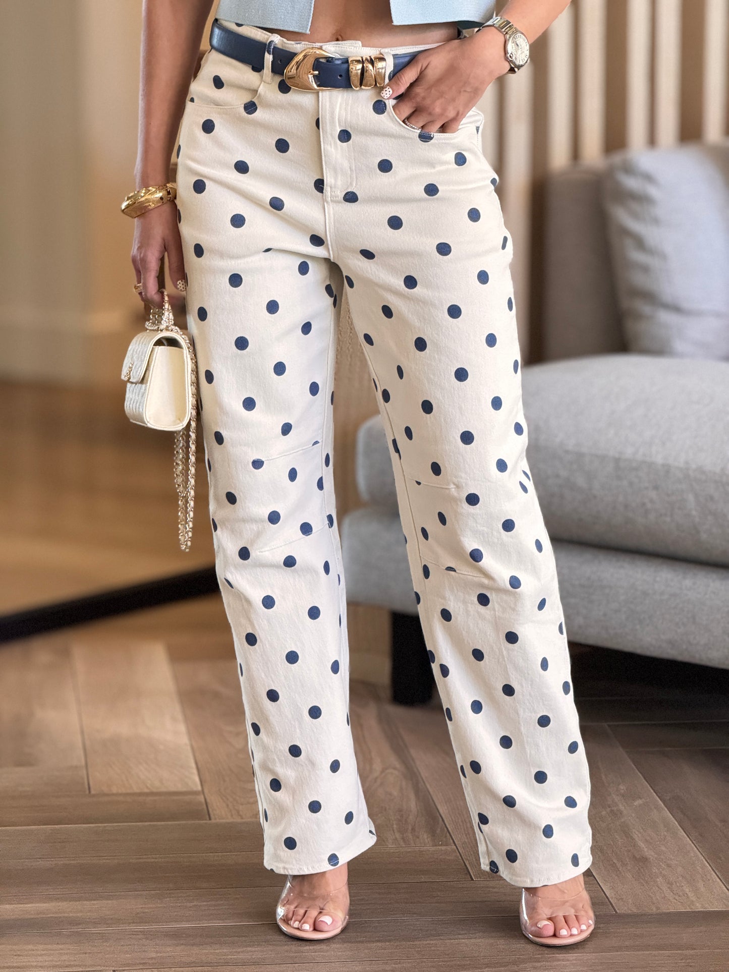 Sunday Blue/Ivory Barrel Pants