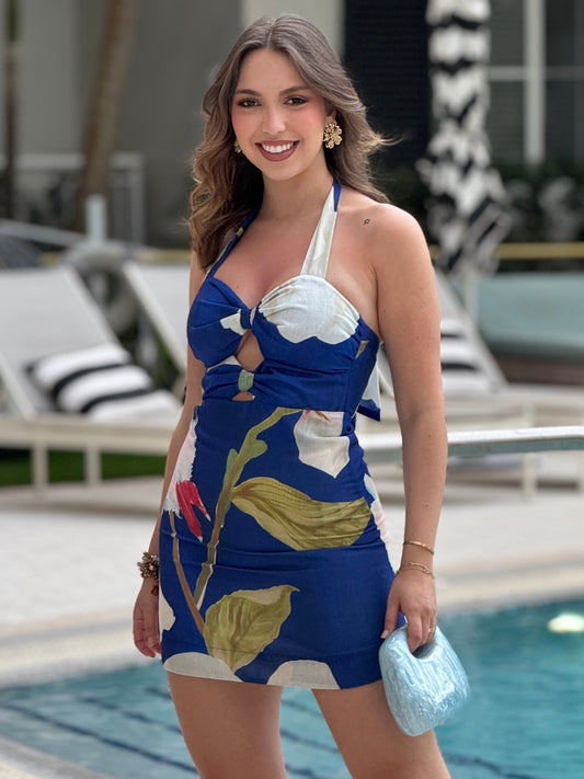 Luxxie Blue Floral Print Dress