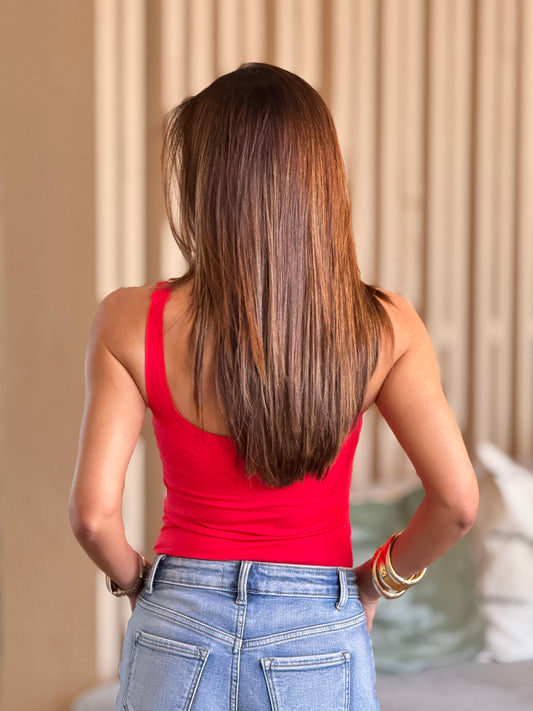 Any Red Basic Tank Top