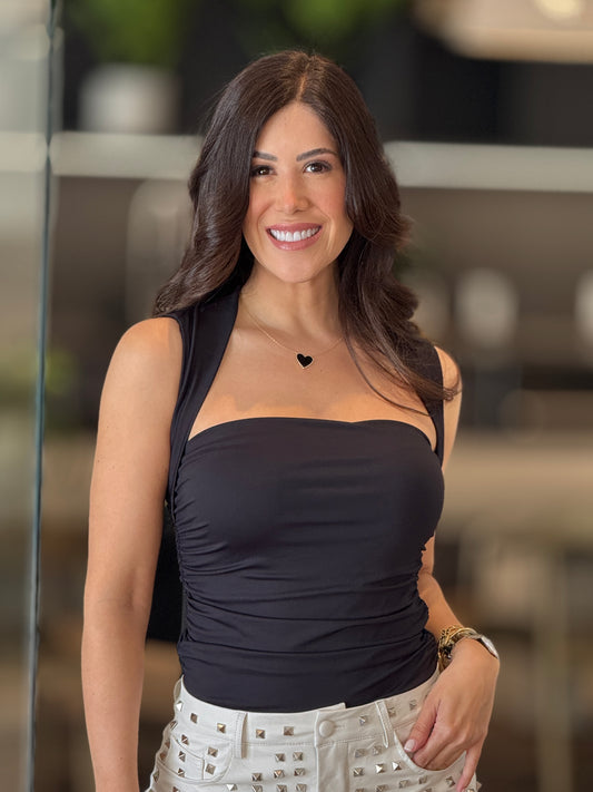 Lizzie Black Square Neck Top